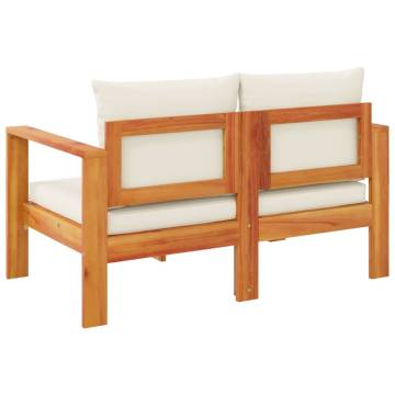 Garden Sofa with Cushions - Solid Wood Acacia 2-Seater