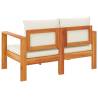 Garden Sofa with Cushions - Solid Wood Acacia 2-Seater