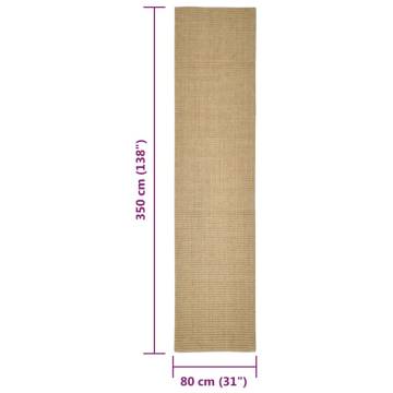 Durable Sisal Rug for Cat Scratching Post - 80x350 cm