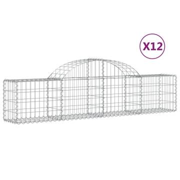 Arched Gabion Baskets - 12 pcs Galvanised Iron 200x30x40/60 cm