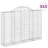 Arched Gabion Baskets - 15 pcs Galvanised Iron | Hipomarket UK