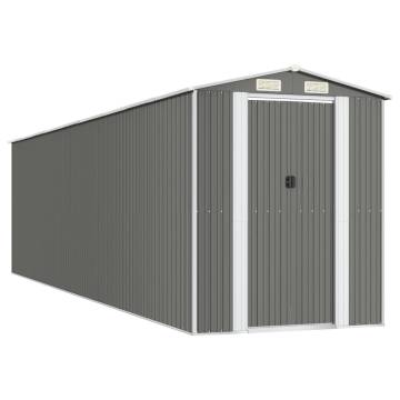 Light Grey Garden Shed - 192x772 cm Galvanised Steel Storage