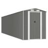 Light Grey Garden Shed - 192x772 cm Galvanised Steel Storage