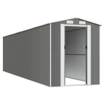 Light Grey Garden Shed - 192x772 cm Galvanised Steel Storage