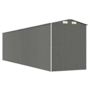 Light Grey Garden Shed - 192x772 cm Galvanised Steel Storage