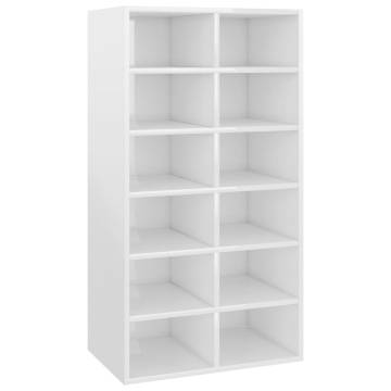 High Gloss White Shoe Rack - 54x34x100.5 cm | HipoMarket