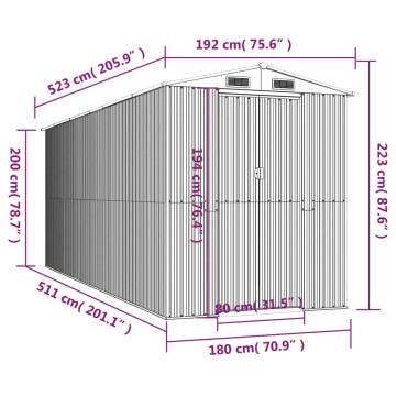 Garden Shed Anthracite 192x523x223 cm - Durable Steel Storage