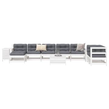 10 Piece Garden Sofa Set - White Solid Pine | HIPO Market