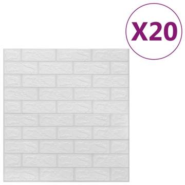 3D Self-Adhesive Brick Wallpaper - 20 Pcs White