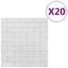 3D Self-Adhesive Brick Wallpaper - 20 Pcs White