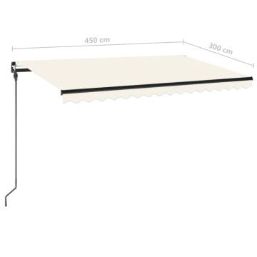 Manual Retractable Awning 450x300 cm - Cream | HipoMarket