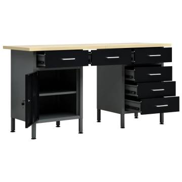 Workbench Black 160x60x85 cm | Durable Steel Workstation