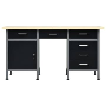 Workbench Black 160x60x85 cm | Durable Steel Workstation