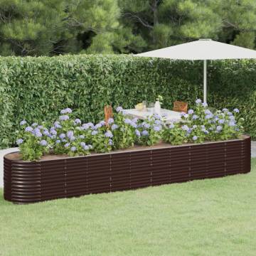 Garden Raised Bed - Powder-coated Steel 440x80x68 cm Brown