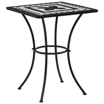 Mosaic Bistro Table Black & White - 60 cm Ceramic | HipoMarket