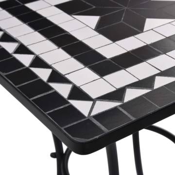 Mosaic Bistro Table Black & White - 60 cm Ceramic | HipoMarket