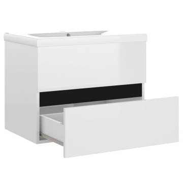 Stylish Sink Cabinet & Basin in High Gloss White | HipoMarket