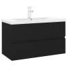 Stylish Sink Cabinet with Built-in Basin - Black Engineered Wood