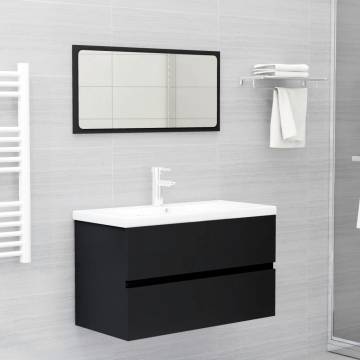 Stylish Sink Cabinet with Built-in Basin - Black Engineered Wood