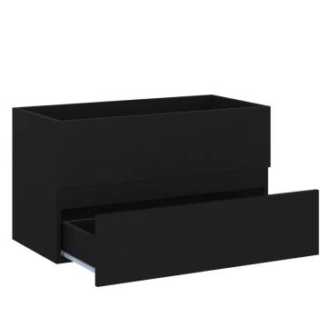 Stylish Sink Cabinet with Built-in Basin - Black Engineered Wood