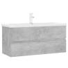 Sink Cabinet with Built-in Basin - Concrete Grey Engineered Wood