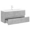 Sink Cabinet with Built-in Basin - Concrete Grey Engineered Wood