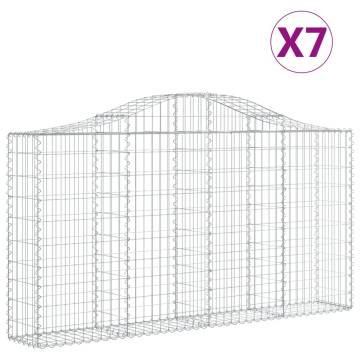 Arched Gabion Baskets 7 pcs Galvanised Iron 200x30x100/120 cm