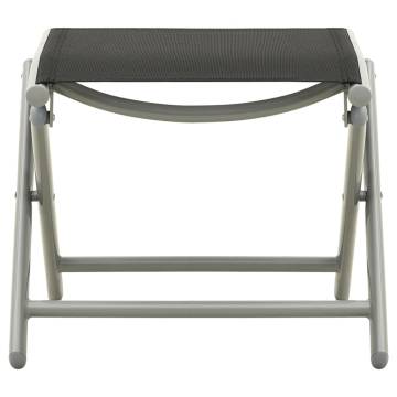 Folding Footrest Black & Silver | Textilene & Aluminium