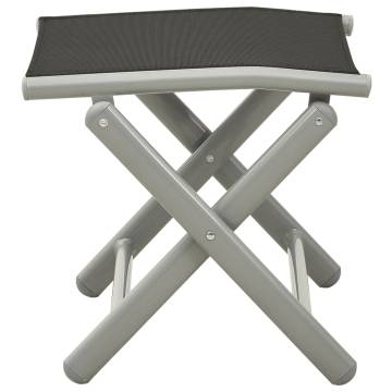 Folding Footrest Black & Silver | Textilene & Aluminium