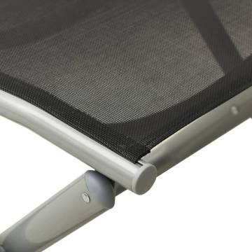 Folding Footrest Black & Silver | Textilene & Aluminium