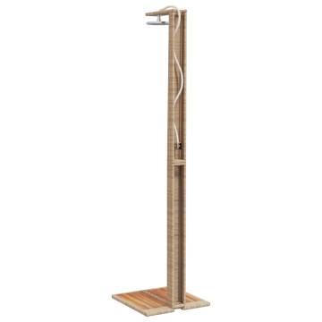 Beige Outdoor Shower | Poly Rattan & Acacia Wood - Hipomarket