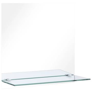 Stylish 50x50 cm Wall Mirror with Shelf - Tempered Glass