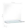 Stylish 50x50 cm Wall Mirror with Shelf - Tempered Glass