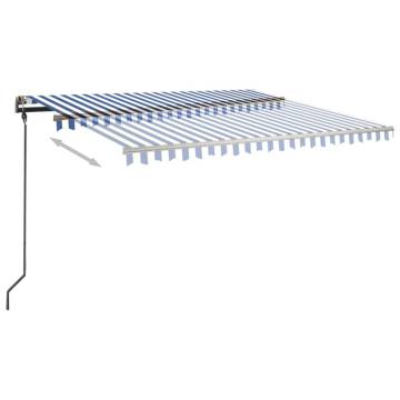 Manual Retractable Awning 4.5x3m - Blue & White | HipoMarket