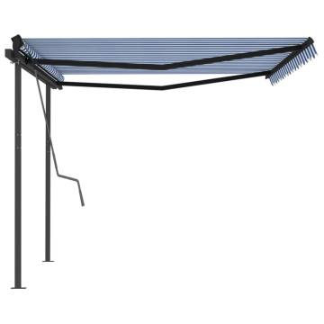 Manual Retractable Awning 4.5x3m - Blue & White | HipoMarket