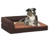 Ergonomic Dog Bed Mattress 60x42 cm Linen Look Fleece Brown Colour brown Size 60 x 42 cm 