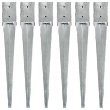 Ground Spikes 6 pcs Silver Galvanised Steel - Durable & Practical