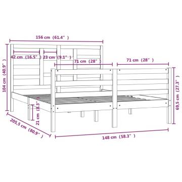 Honey Brown Solid Wood King Size Bed Frame - 150x200 cm