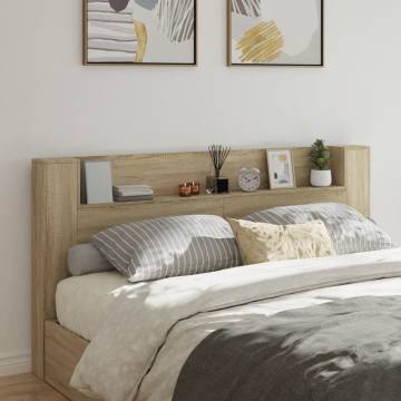 Headboard Cabinet with LED Sonoma Oak - Modern Design