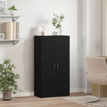 Stylish Black File Cabinet - 60x32x115 cm Engineered Wood