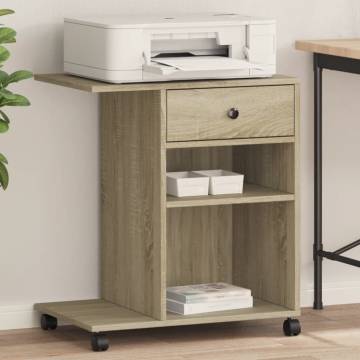 Printer Stand with Wheels Sonoma Oak - Organise Your Workspace