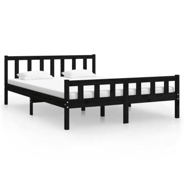 Black Solid Wood Bed Frame 150x200 cm King Size | HipoMarket