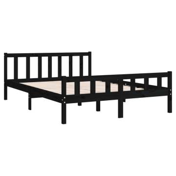 Black Solid Wood Bed Frame 150x200 cm King Size | HipoMarket