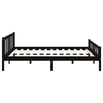 Black Solid Wood Bed Frame 150x200 cm King Size | HipoMarket