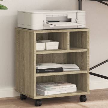 Printer Stand with Wheels Sonoma Oak - Organize Your Workspace