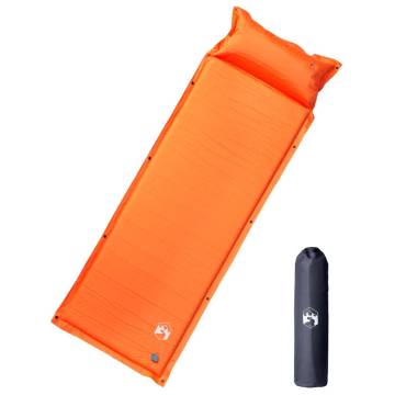 Self Inflating Camping Mattress with Pillow - 1 Person Orange