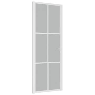 Interior Door 76x201.5 cm White Matt Glass & Aluminium