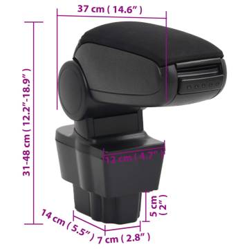 Car Armrest Black 12x37x(31-48) cm - Stylish & Adjustable