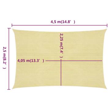 Beige Sunshade Sail 2.5x4.5 m - UV & Mould Resistant