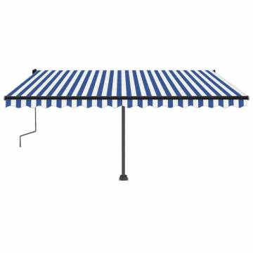 Freestanding Manual Retractable Awning 450x300 cm - Blue/White